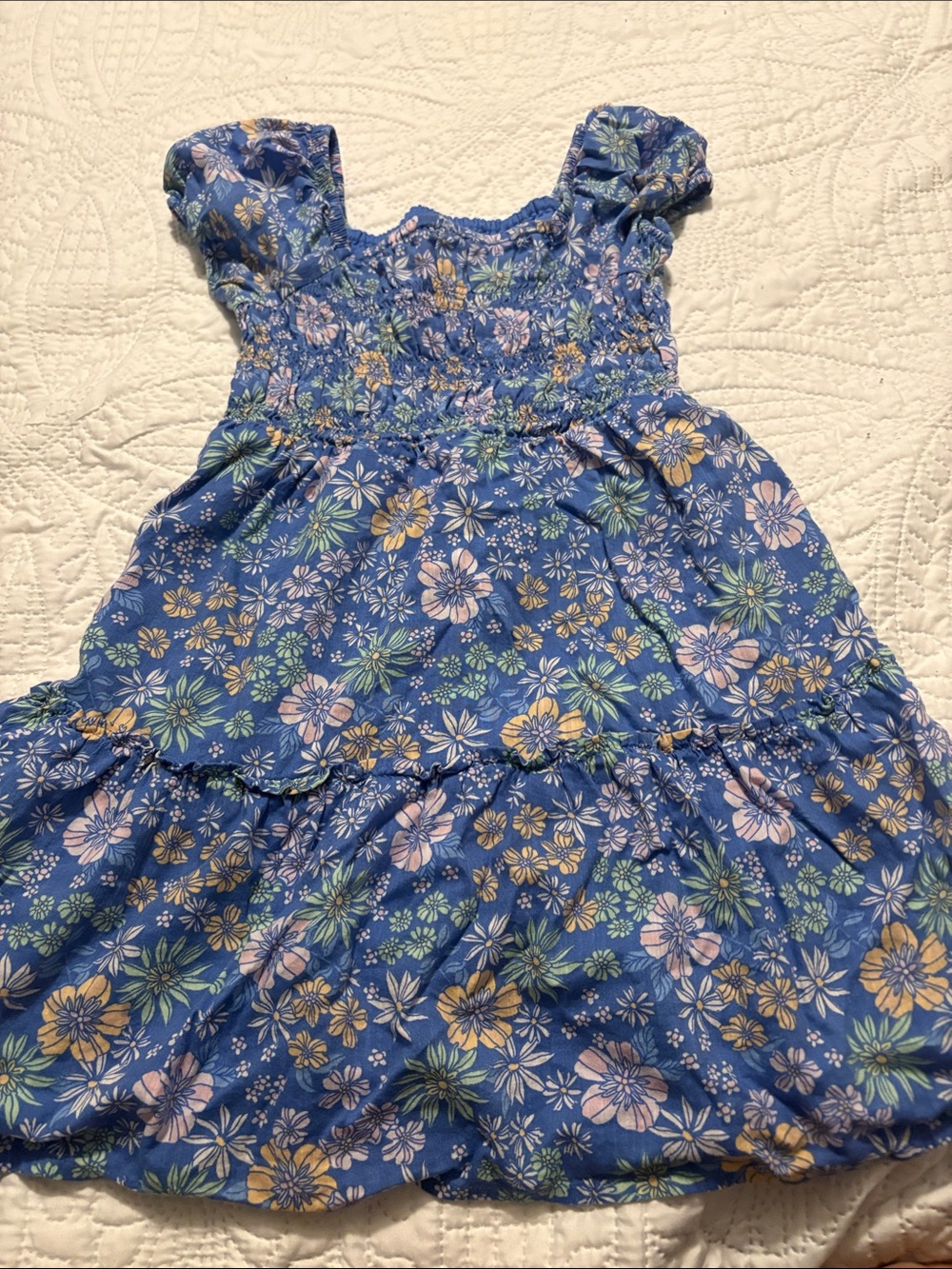 Blue Floral Smocked Kids Dress - Brand: Jumping Beans